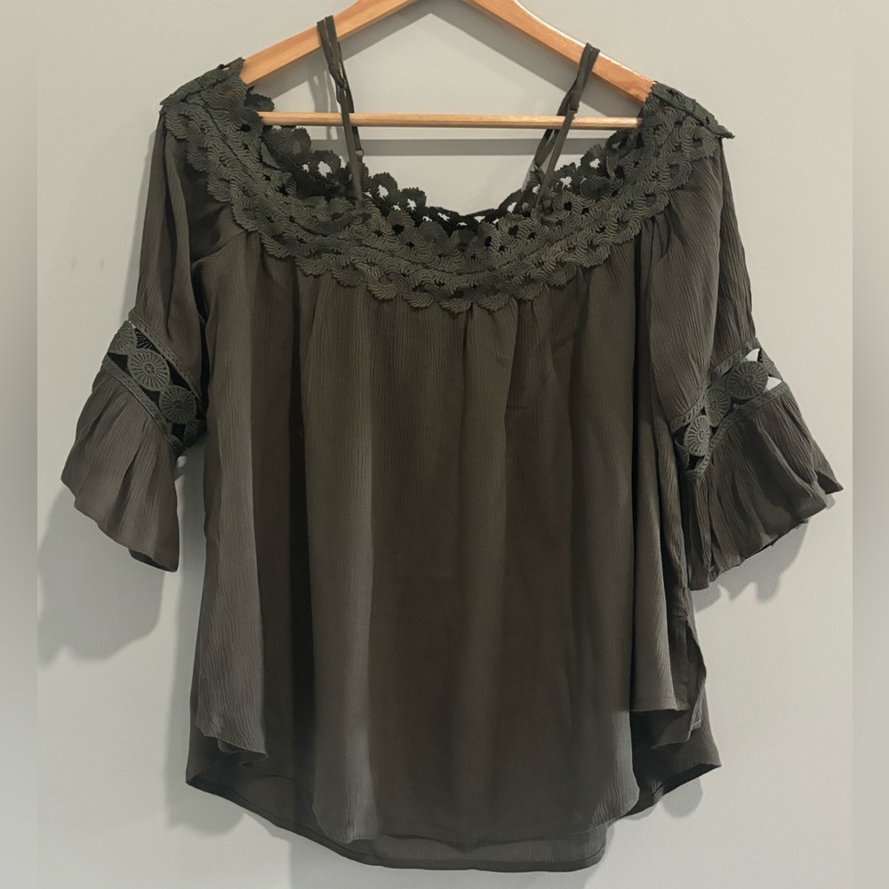 Olive green off the shoulder top